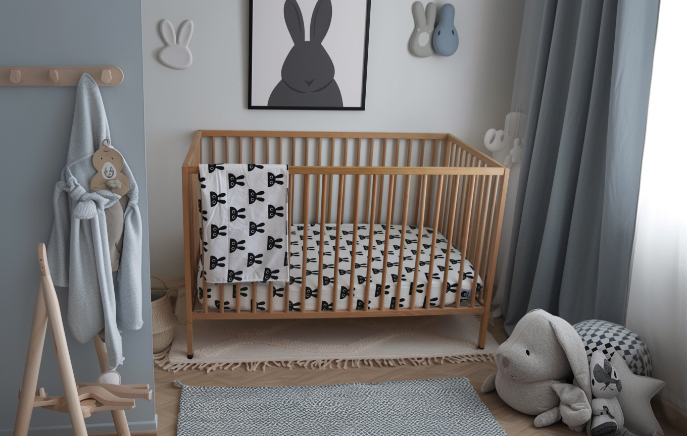 BUNNIES Rabbit Print Baby Pad Covers , Bedding Sets , Crib Sets